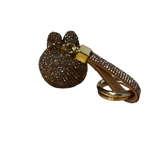 Labubu Sparkle Pave Keychain Charm Black Crystal Bag Accessory Cute - Picture 4 of 4